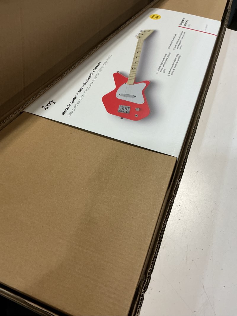 Condition photo showing New/Like New for loog pro vi electric kids real guitar for beginners ages 9+ learning app & lessons included red
