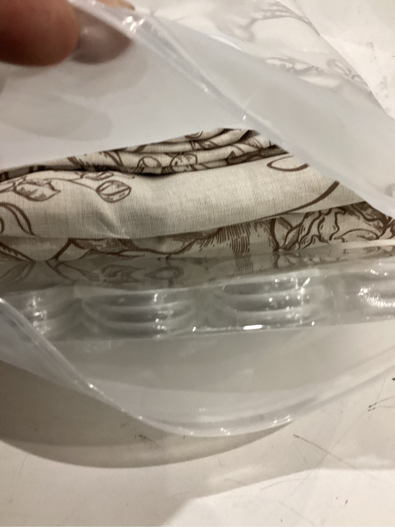 Condition photo showing New/Like New for farmhouse brown floral shower curtain with 12 clear rings 72"w x 84"l | boho fabric faux linen shower curtain set, vintage cottagecore shower curtain for bathroom linen brown 72"w x 84"l (pack of 1)