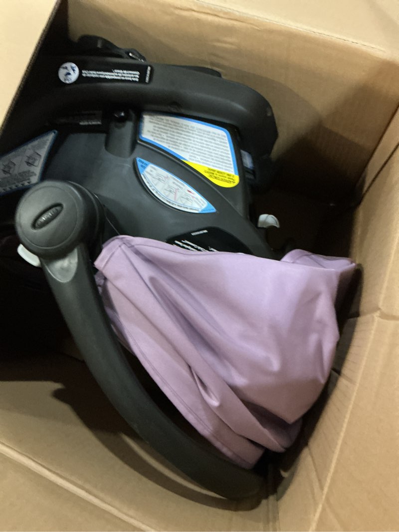 Condition photo showing As Is for graco snugride lite lx infant car seat, lightweight rear-facing seat for babies 4–30 lb, 4-position adjustable base, latch installation & protectplus engineered, lilac mod