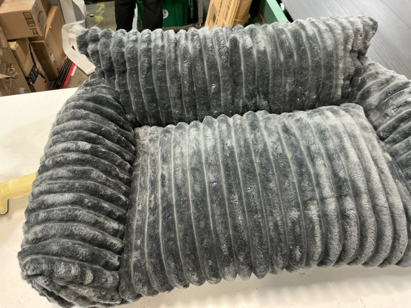 Condition photo showing As Is for Cute Cat Couch for Pets - Fluffy Small Dog Sofa with Premium Soft Corduroy Fleece, Pet Sofa with Removable Washable Cover, Supportive Dog Couch Bed for Small Medium Dogs, 30inch, Warm Grey (similar product)