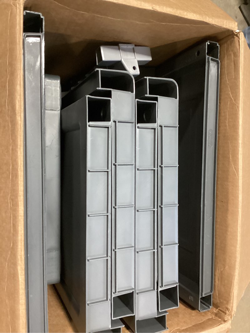 Condition photo showing As Is for sterilite 4 shelf cabinet, lockable utility storage w/ adjustable shelves, gray - plastic shelving unit for organizing garage, pantry, basement, laundry room or mudroom 1