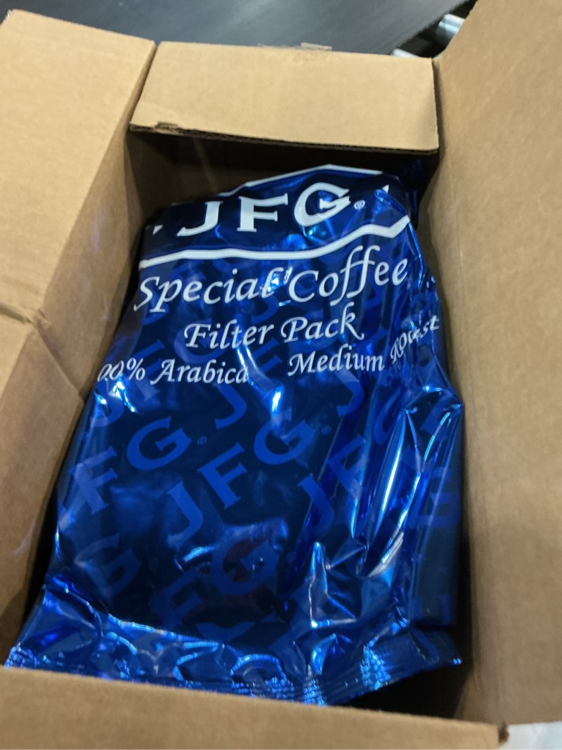 Condition photo showing New/Like New for ( BEST BY:03/07/2026) JFG Pre-Measured Filter Pack Coffee, Each Pouch Makes 1 Pot of Coffee, 1.5oz Pouch (Pack of 42) Special Blend Medium-Dark Roast 1.5 Ounce (Pack of 42)
