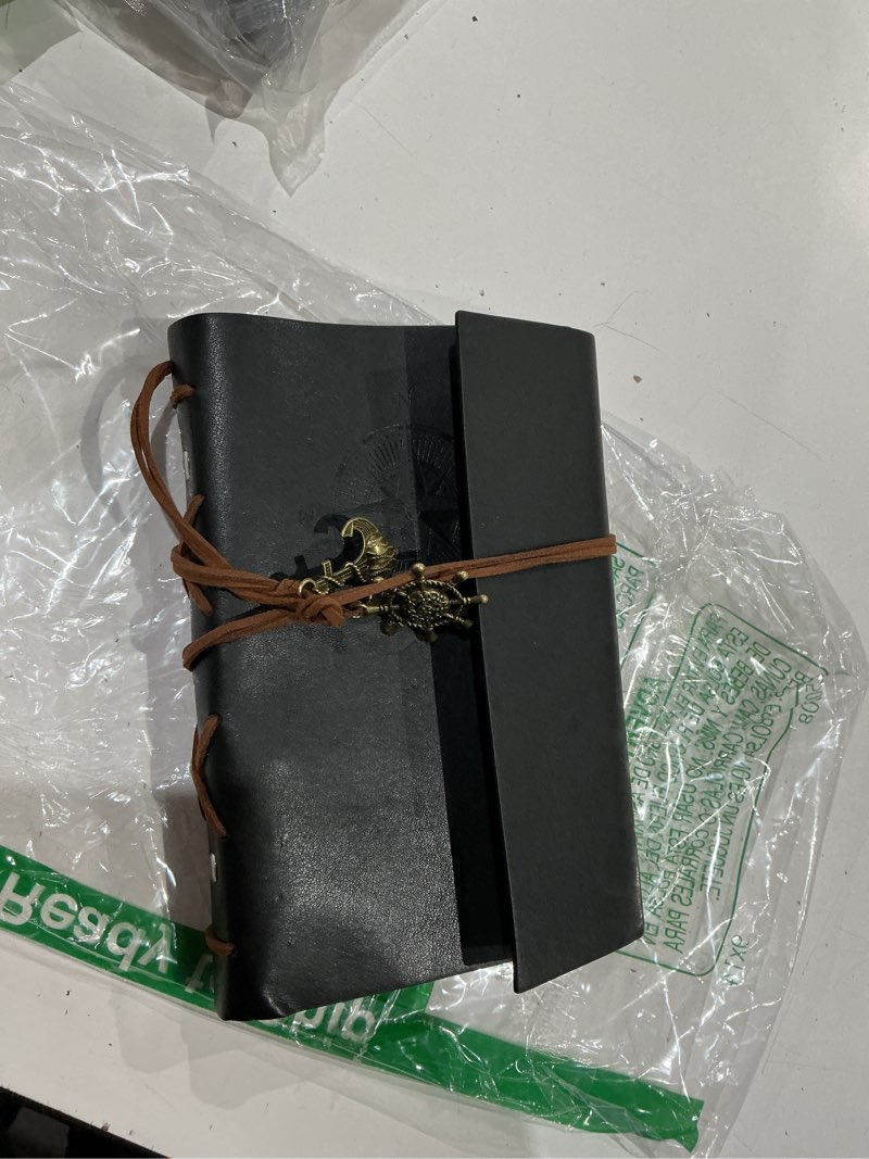 Condition photo showing Good Condition for maleden leather journal notebook, vintage spiral notebook refillable daily planner embossed travel journal diary with blank pages and retro pendants (black)