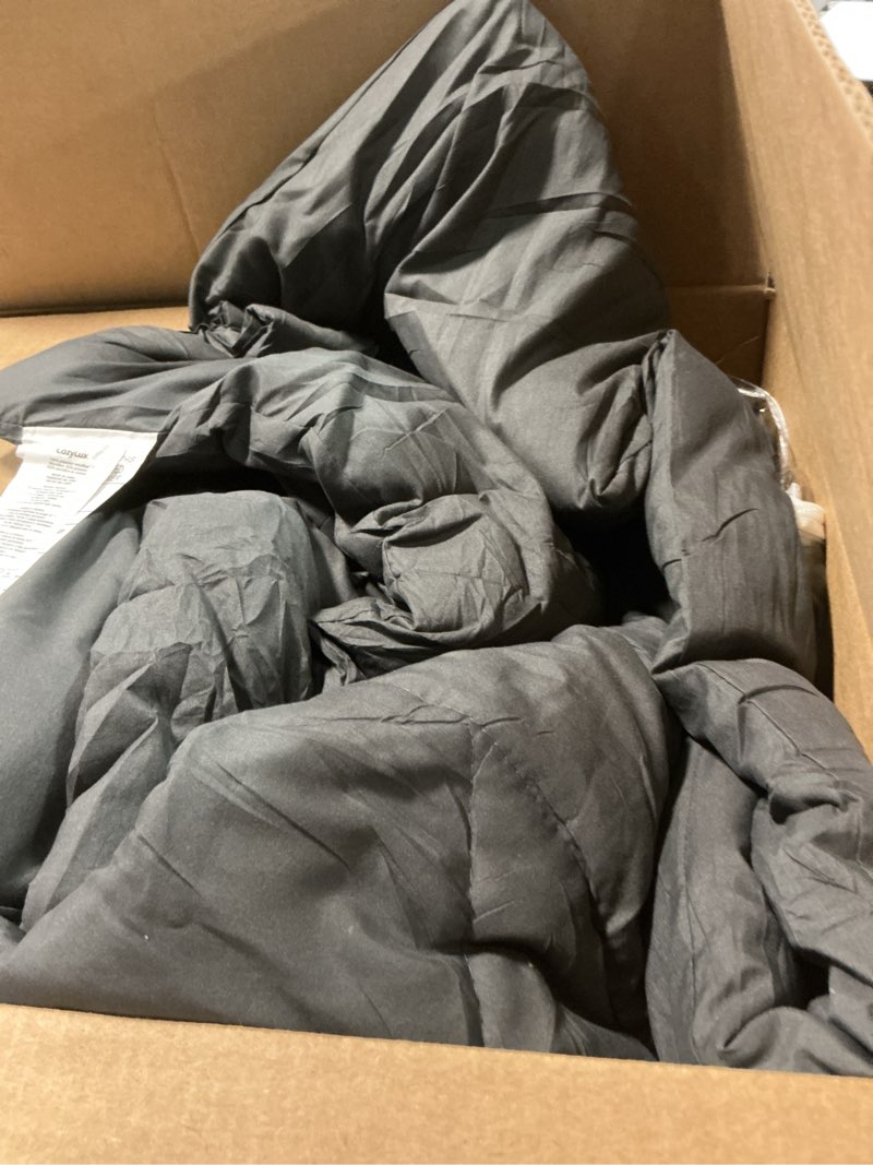 Condition photo showing As Is for CozyLux King Size Comforter Set Dark Grey - 7 Pieces Bed in a Bag King, Luxury Soft Bed Set for All Seasons, Bedding Set with Down Alternative Comforter, Sheets, Pillowcases & Shams Dark Grey King