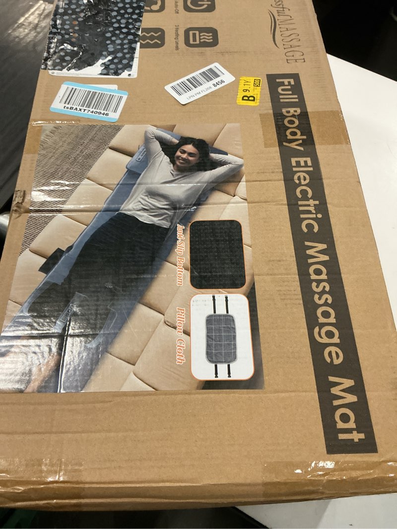 Condition photo showing New/Like New for kocaso full body massage mat with heat, electric massage mat chair pad back/neck/foot massager, detachable lumbar& head pillow w/ 2 earplugs-vibration & kneading for stress relief/gift 76.38x20.47x5.9 inch gray