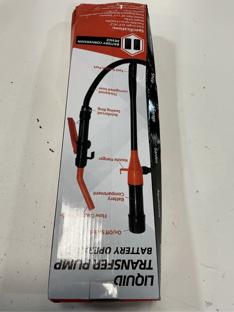 Condition photo showing New/Like New for Cordless Electric Fuel Transfer Pump, 3GPM Portable Fluid Transfer Siphon Pump with Oil Pipeline, Battery Gas Pumps with Adjustable Flow Control Nozzle(Orange)