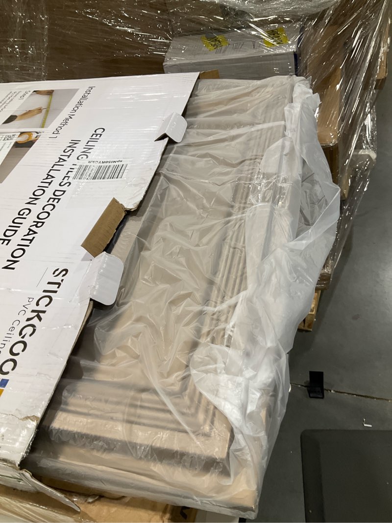 Condition photo showing Good Condition for stickgoo glue up ceiling tiles, 24x24 inch pvc decorative drop ceiling tile golden coffee 48 sq. ft, pack of 12 tiles 24"x24" golden coffee