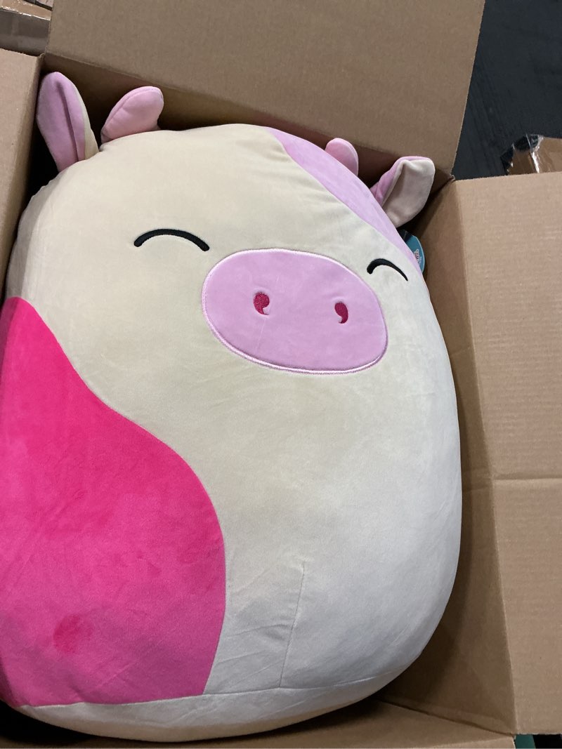 Condition photo showing Good Condition for squishmallows original 20-inch caedyn cream cow with pink spots - official jazwares jumbo plush