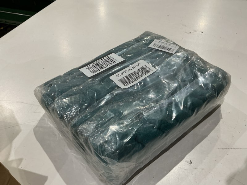 Condition photo showing As Is for fivenl 12 pack dark teal boho rustic cheesecloth table runner 35x72 inch, perfect for wedding, party, home decor dark teal 35" x 72"