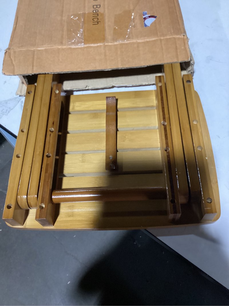 Condition photo showing Good Condition for URFORESTIC Portable Shower Bench-Bamboo Folding Shower Stool Seat Chair Fully Assembled-Hold Up to 500 LBS