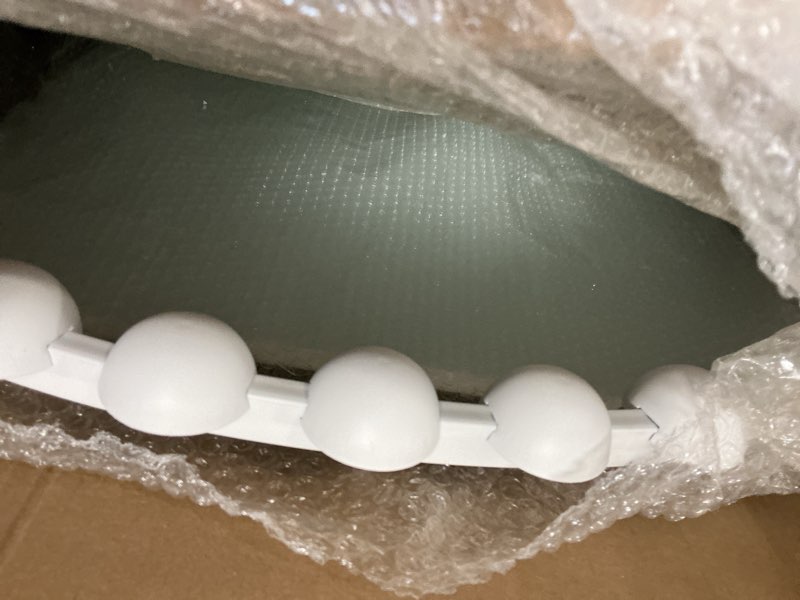 Condition photo showing Good Condition for (618) Madison Park Round Mirror, Metal Frame Circle Mirror 27 inch, Wall Art Decor Mounted Hanging for Entryway, Bathroom, Hallway, Living Room, Vanity, Marlowe, White