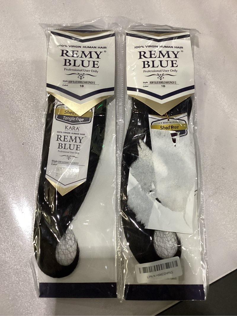 New Remy Yaky-Remy Blue 100% VIRGIN Human Hair Weave- Shed Free&Tangle Free (#1B, 12” packs of 2)