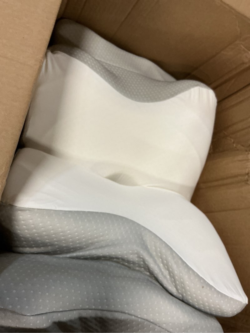 Condition photo showing As Is for Ultra Pain Relief Cooling Pillow for Neck Support, Adjustable Cervical Pillow Cozy Sleeping, Odorles