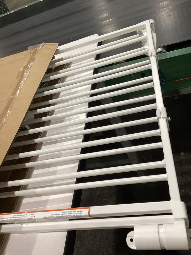 Condition photo showing Good Condition for babelio baby gate for stairs, kitchen & doorways, 26-43" w 28" h no bottom bar| easy installation| one-handed operation| auto-close| hardware mount (drill needed) safety dog/pet gate indoor (white) *white 28" h, 26-43" w-standard