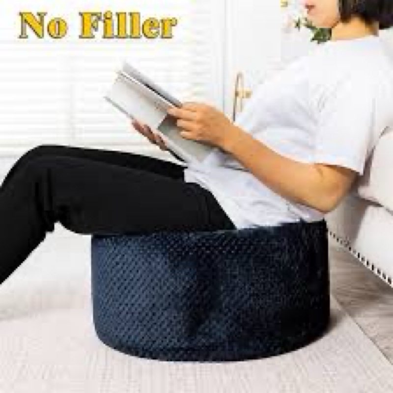 Asuprui Pouf Ottoman Unstuffed Ottoman Foot Rest No Filler Foot Stool 20x20x12 Inches Fuzzy Chair Floor Pouf Chair with Storage for Living Room Bedroom Navy Blue