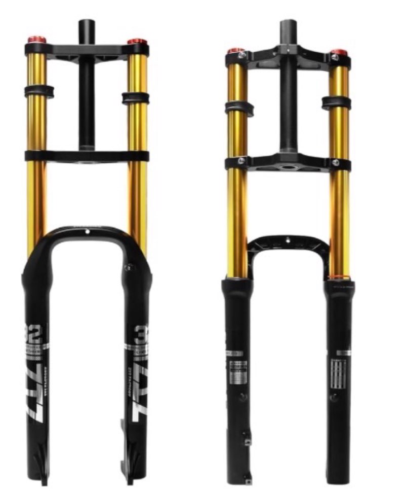 ztz 20/26 inch 4.0 fat tire bike air suspension fork - 180mm travel, 135mm hub spacing, qr 9mm, double crown shock absorber fork for mtb fat snow beach e-bike