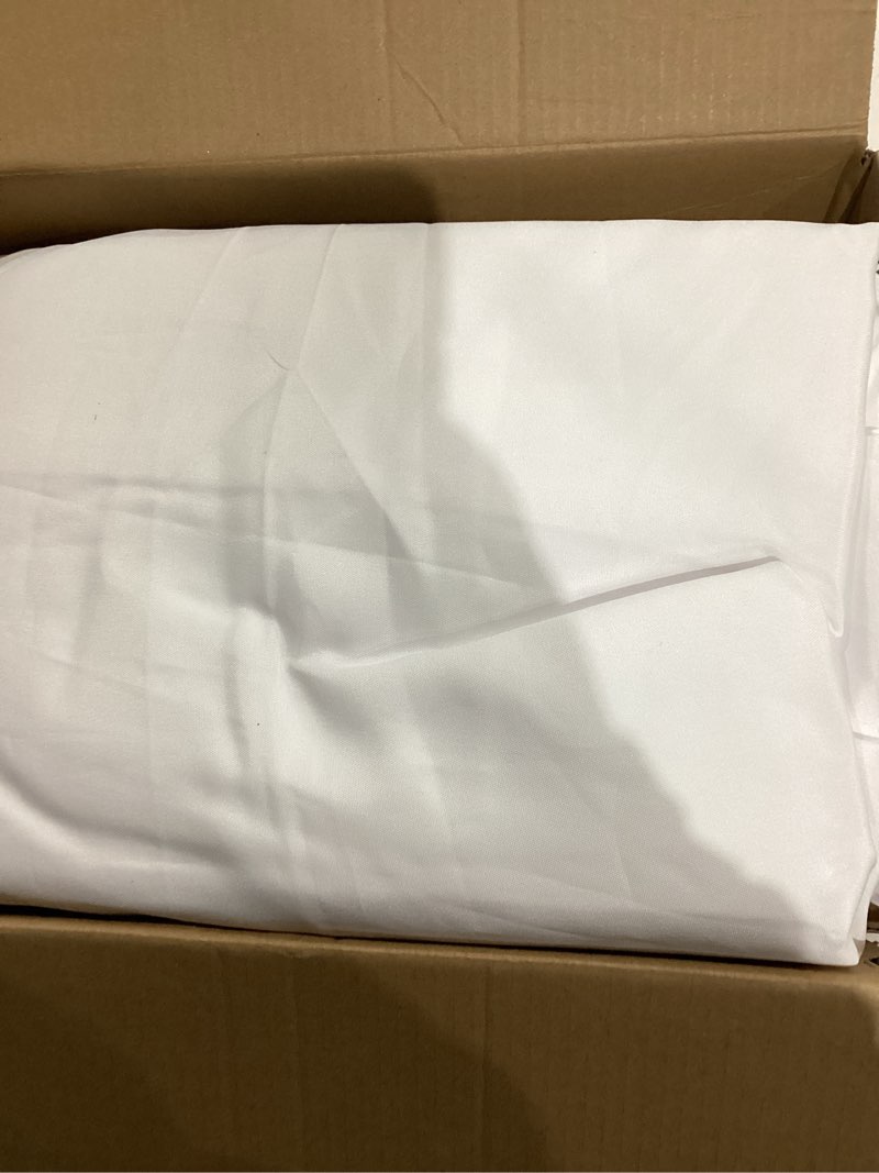 Condition photo showing Good Condition for HolidayIdeas Fitted Tablecloths for 6 Foot Rectangle Table, Wrinkle Resistant Washable White Table Covers 30x72 Inch for Vendor Booth Display, Banquet, Trade Show, 4 Pcs White 30x72 Inch | 4 Pcs