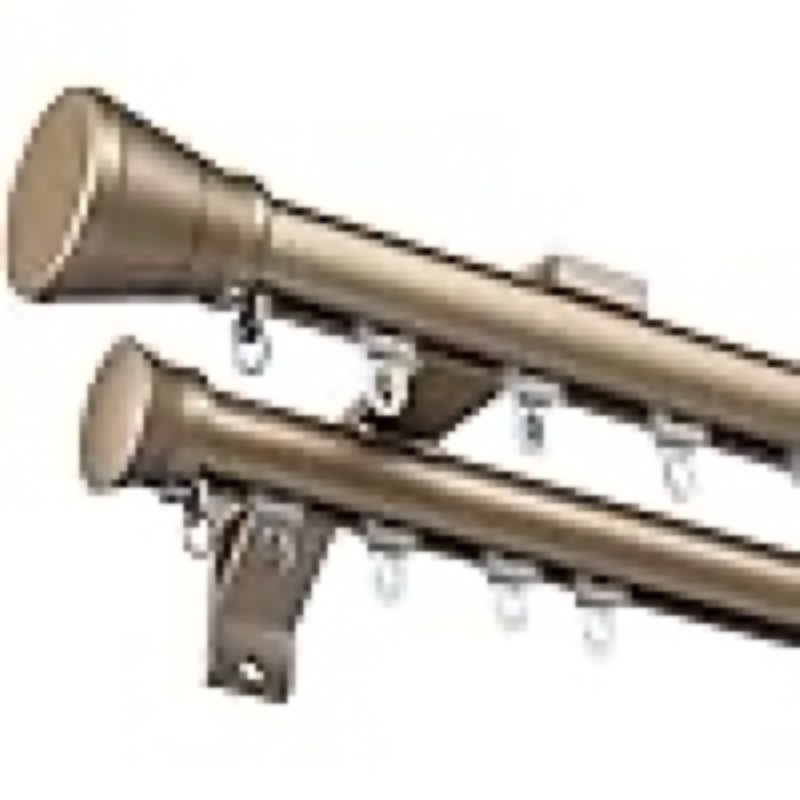 double curtain track wall mounted 7ft slide- double track roman rod with silent roller 14ft heavy-duty curtain rail track aluminum alloy for room divider(gold,2.30m(7.5ft))