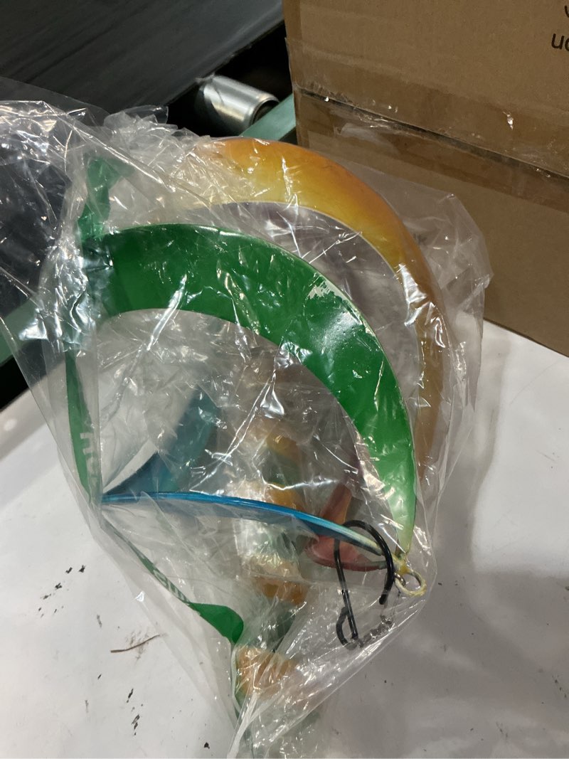 Condition photo showing Good Condition for bits and pieces enameled rainbow wind spinner - sun catcher colorful garden décor - hanging suncatcher with spiral tail prism - weatherproof enamel finish for yard decorations outdoor multicolor