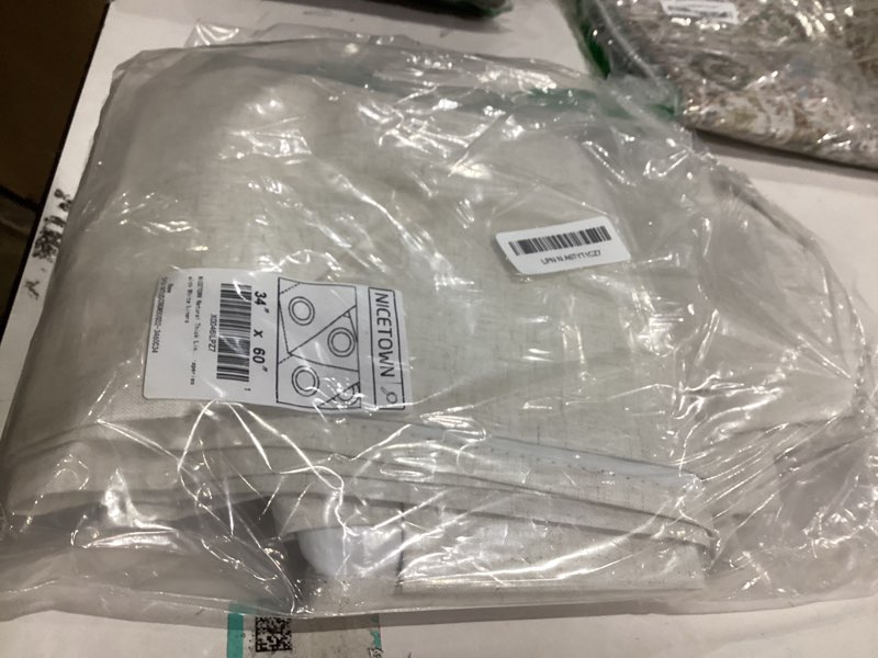 Condition photo showing Good Condition for NICETOWN Natural Thick Linen Blend 100% Blackout Curtains 60" Long 2 Panels Set for Bedroom, 34" Wide, Rustic Grommet Thermal Insulated Flax Textured Full Blackout Window Draperies with White Liners 34"W x 60"L (Pack of 2) Natural