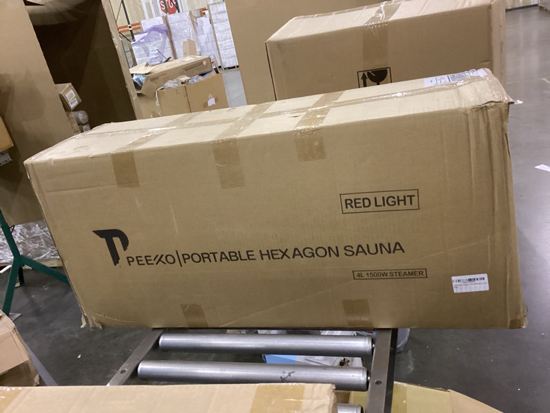 Condition photo showing New/Like New for Red Light Sauna Box for Relaxation,Detoxification,Portable Steam Sauna for Home with XL Steamer,15 Levels, 73”x 36”x36”?Larger Folding Chair, Gym-Black? Red Light 4L