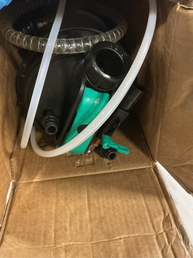 Condition photo showing As Is for 7.5 l pneumatic/manual oil extractor pump for oil change, 2 gallon fluid extractor with 5 tubes and a brake bleeding hose for automotive, boats 7.5l