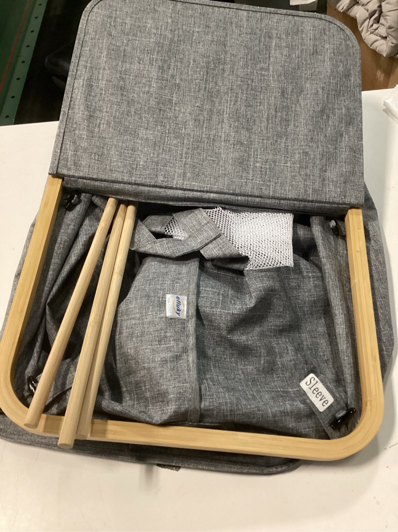 Condition photo showing Good Condition for efluky Laundry Hamper with Lid, Double Laundry Hamper with 2 Removable Bags, 2 Section Laundry Basket with Bamboo Handles for Bathroom, Bedroom & Laundry Room, 140L (36.9 Gallon) Blue Grey Blue Grey 140L Dual