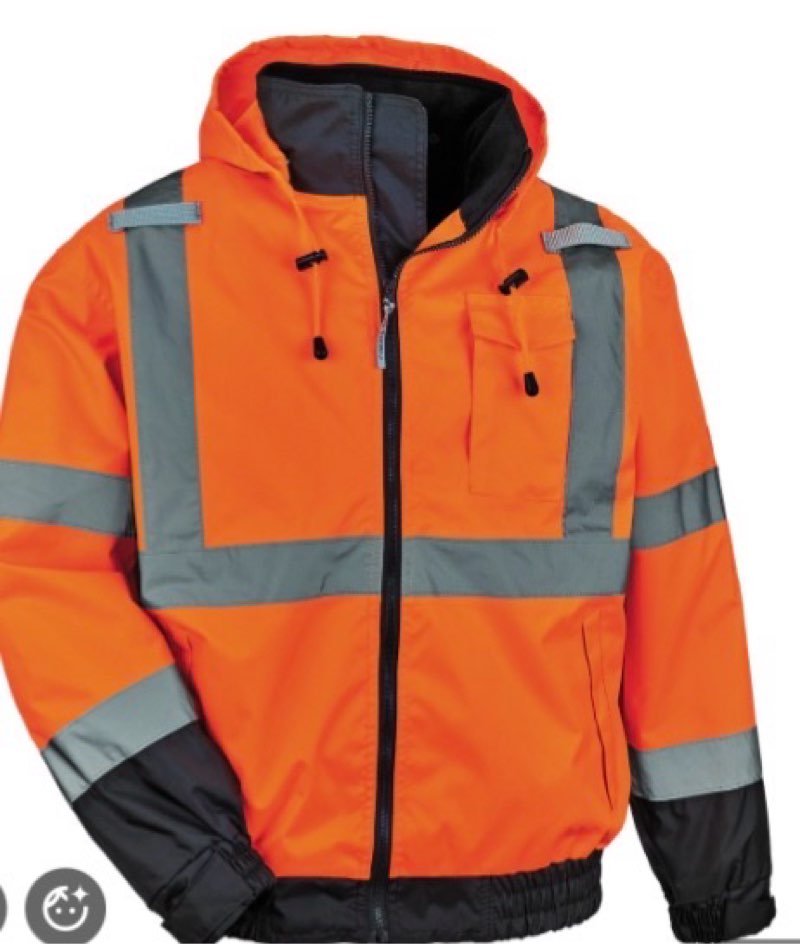 High Visibility Reflective Winter Bomber Jacket, Zip Out Fleece Liner, ANSI Compliant, Ergodyne GloW Medium Orange 