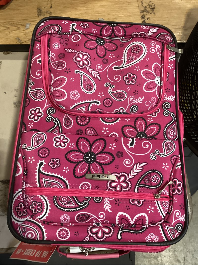 Rockland Rio 2-Piece Carry On Luggage Set 19", Pink Bandana