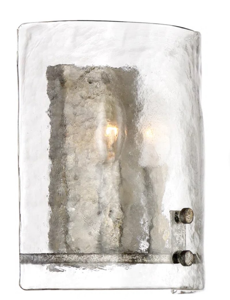 Ferris Steel Flush Mounted Sconce mottled silver finish 2 60w B10 cand base 8.75”x10”x4.5”