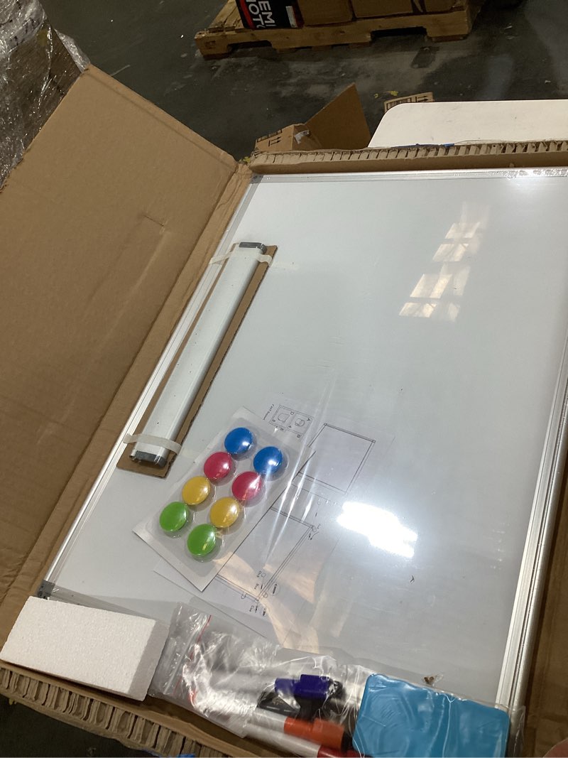 Condition photo showing Good Condition for viz-pro magnetic whiteboard, 36 x 24 inches, dry erase board for wall | includes 1 eraser, 2 markers & 4 magnets, 3' x 2', aluminum frame, for school office and home 36"w x 24"h