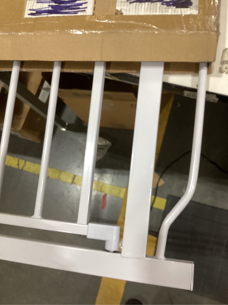Condition photo showing As Is for Baby Gate No Drilling, 29"-40" Auto Close Dog Gate Indoor for Doorways & Stairs, Pressure Mounted Adjustable Pet Gate, Easy Walk Through Child Gate for Children & Pets Stroller Friendly, White