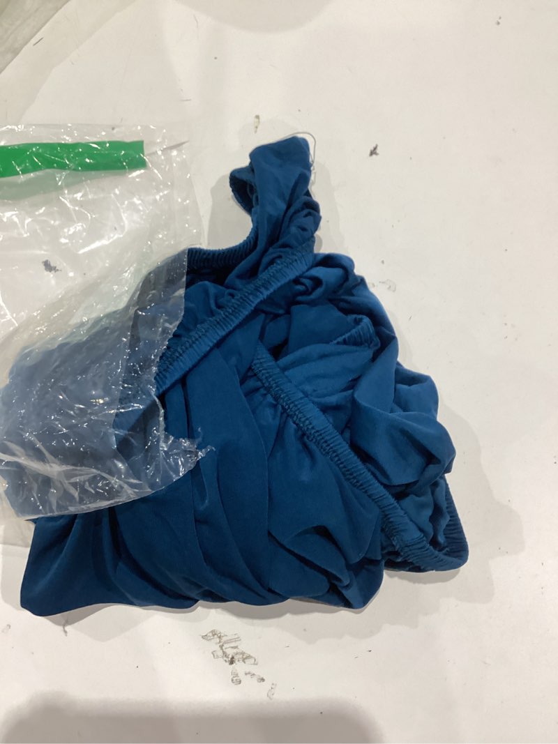 Condition photo showing As Is for bedding - extra deep fitted sheets, pure color blue navy long fiber cotton sheets, for bedroom, hotel, home