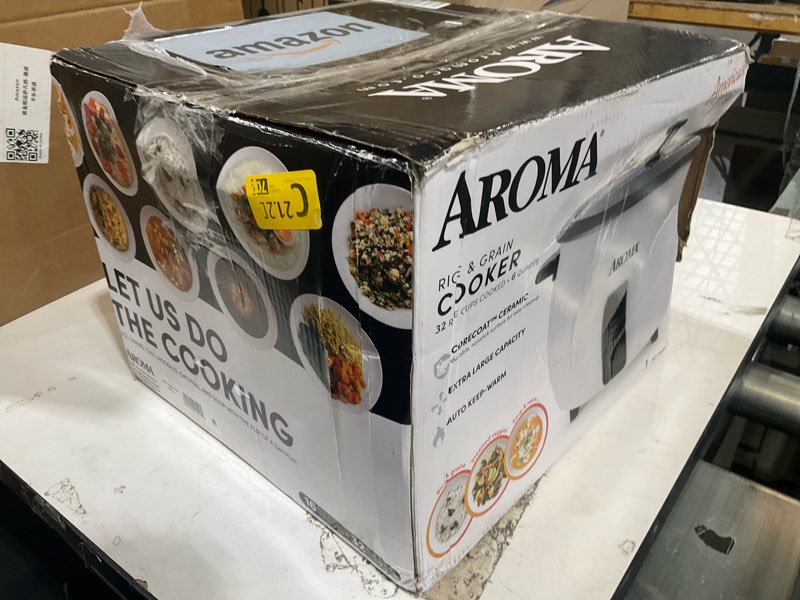 Condition photo showing As Is for aroma housewares 32-cup (cooked) (16-cup uncooked) pot style rice cooker (arc-7216ng) , white