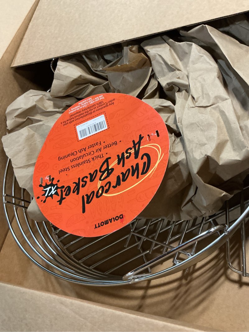 Condition photo showing Good Condition for the accessories for big green egg, ash charcoal basket for large bge, parts for big green egg, stainless steel grill ash baskets for the large(l) bge and kamado the joe classic(with divider)