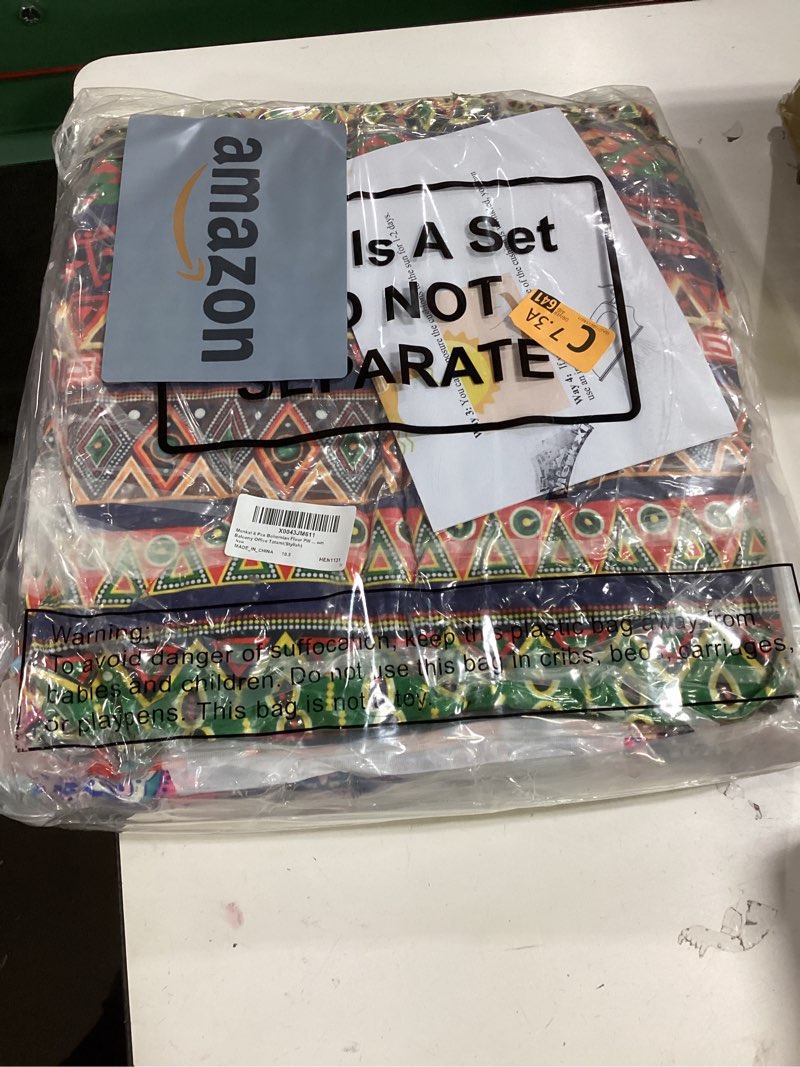 Condition photo showing New/Like New for Menkxi 6 Pcs Bohemian Floor Pillows Seating 15 Inch Boho Floor Cushions Sitting Pillows Square Yoga Mandala Meditation Pouf for Living Room Balcony Office Tatami(Stylish)