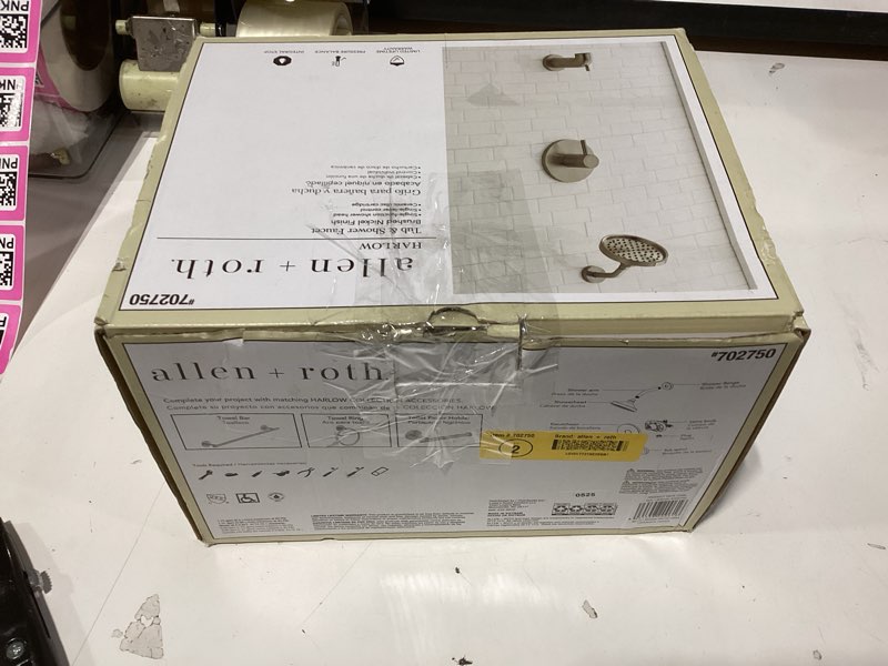 Condition photo showing As Is for  allen + roth harlow brushed nickel pvd 1-handle single function 6-in round bathtub and shower