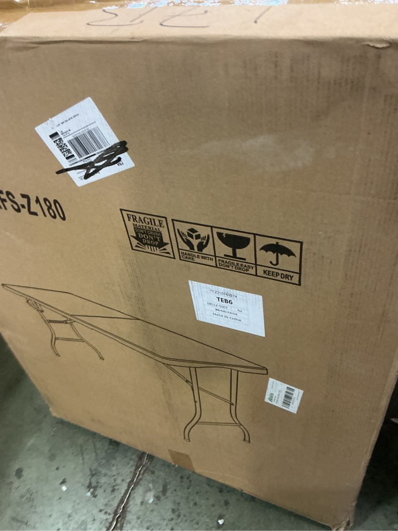 Condition photo showing New/Like New for Bblife 6FT Folding Tables Heavy Duty Folding Table, Multi-Functional Fold up Table for Outdoor Camping Picnic Parties, Indoor Events White Training Table with 330lbs Static Weight Capacity White 6FT