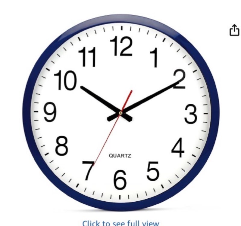 bernhard products navy wall clock silent non ticking - xl 18 inch quality quartz battery operated round easy to read home/office/classroom/school clock