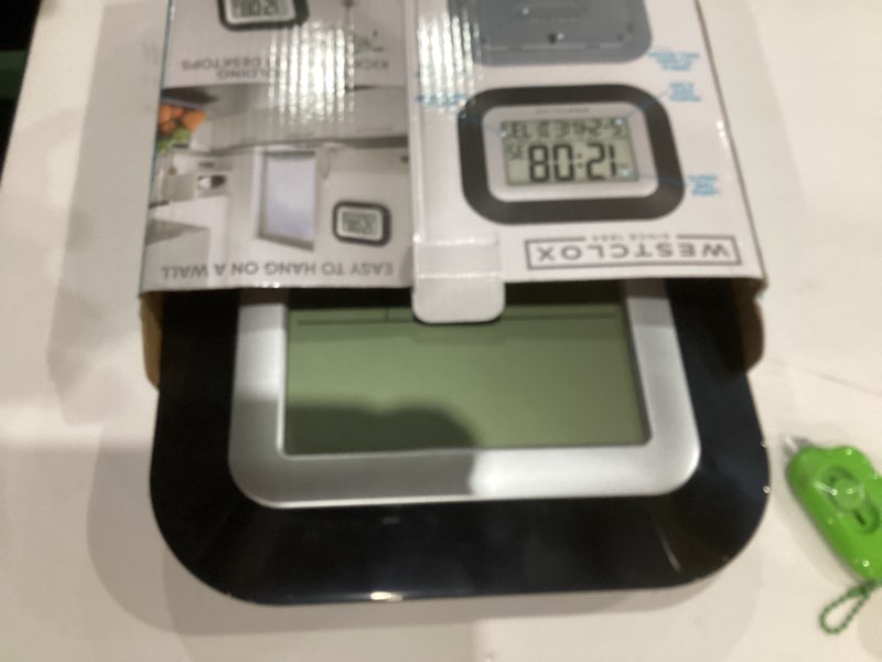 Westclox Large Digital Wall Clock Battery Operated with Temperature Date and Day of Week with Alarm | Modern Digital Desk Clock for Office Kitchen Bedroom or Living Room | Black Black 9"