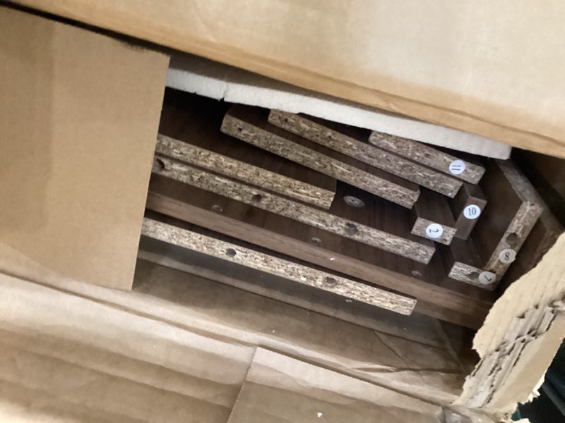 Condition photo showing Good Condition for shoe cabinet with 2 flip drawers, modern narrow shoe storage cabinet organizer with adjustable shelf, hidden freestanding shoe rack for entryway, hallway, living room, walnut walnut 9.45"d x 31.5"w x 31.5"h(2 drawers)