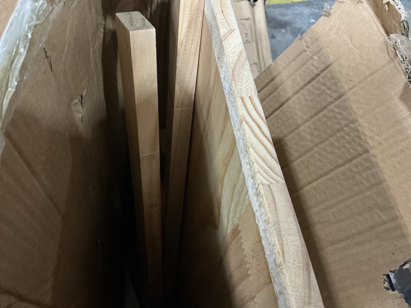 Condition photo showing As Is for 39" Solid Wood Folding Desk - Mid Century Modern Compact Workstation for Small Spaces, Home Office Computer Writing Study Desk with Natural Wood Finish