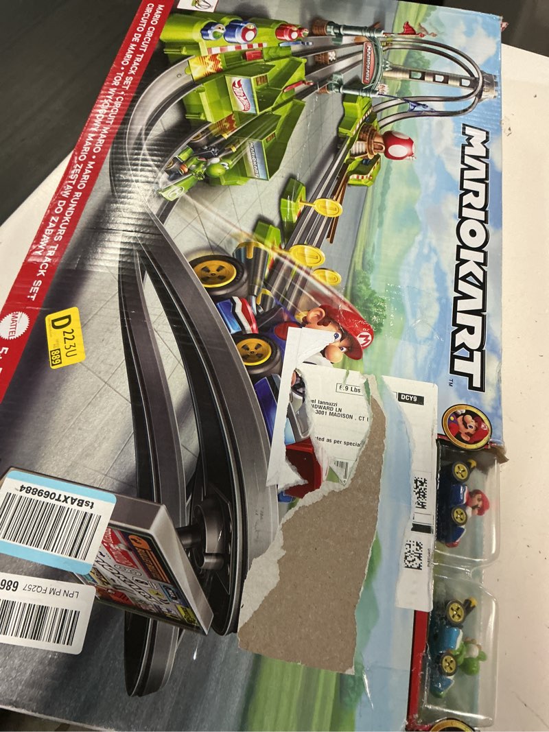 Condition photo showing Good Condition for hot wheels mario kart circuit track set & 2 toy vehicles, racing playset includes booster, plus mario & yoshi karts (amazon exclusive) mario kart track set