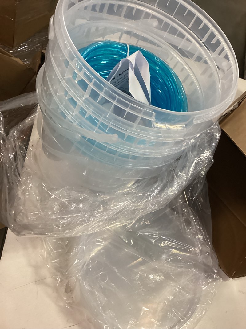 Condition photo showing Good Condition for Maple Syrup Tapping Kit Starter Set with 5 Clear Buckets, 32ft Tubing, Taps & Drill Bit – Easy DIY Sap Collection for Maple Trees, Family & Kids