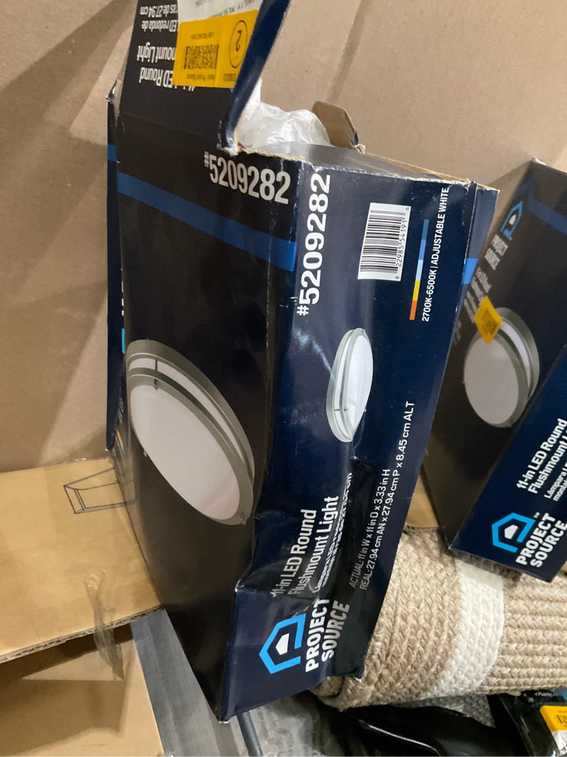 Condition photo showing As Is for project source 1-light 11-in satin nickel integrated led flush mount light