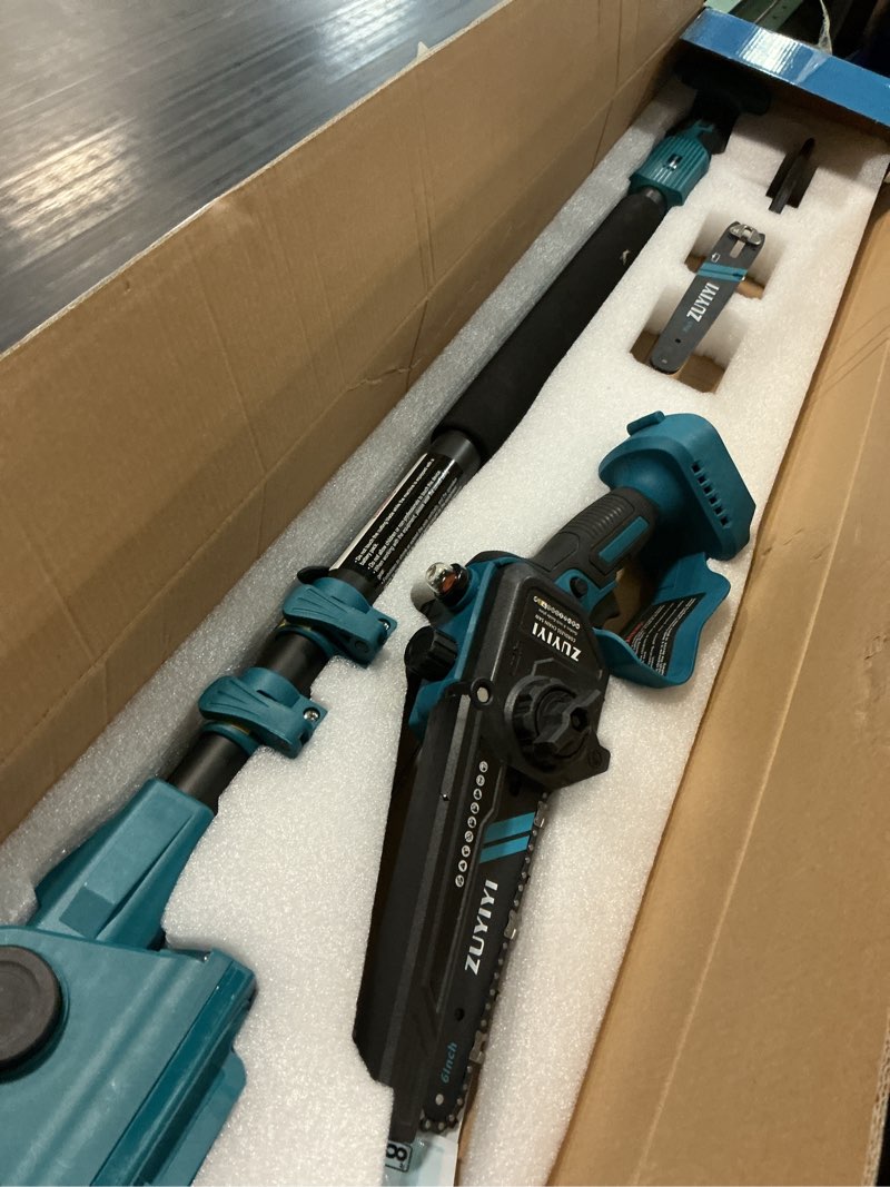 Condition photo showing Good Condition for 3-in-1 cordless pole saw & 6 inch 8 inch mini chainsaw for makita 18v battery(not included), electric chain saw w/extension pole, 15ft max power pole chainsaw for tree trimming, wood cutting
