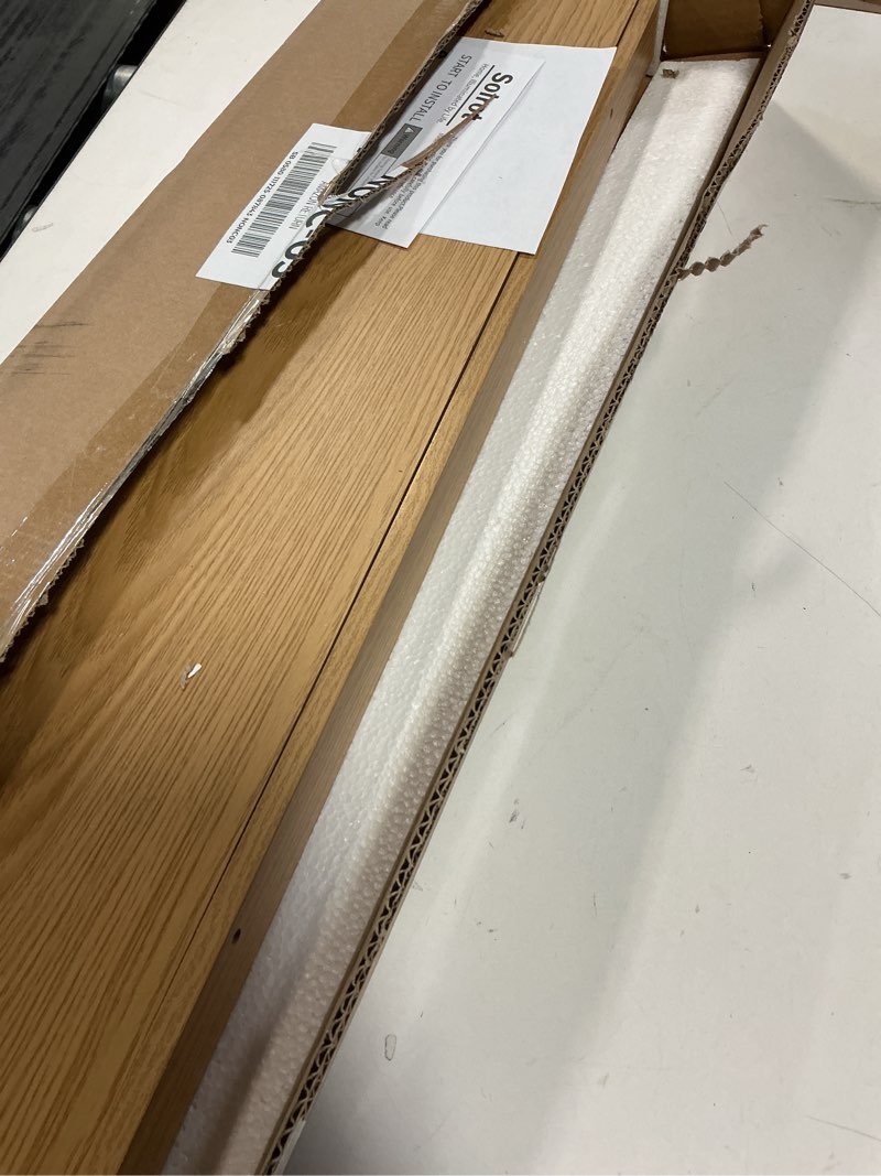 Condition photo showing Good Condition for 23.6 Inches Long Floating Shelves, 2 Set Modern Wall Shelf for Bedroom, Nursery Book Shelf with Lip, Picture Ledge Shelf for Wall Decor Living Room Bathroom Kitchen - Oak