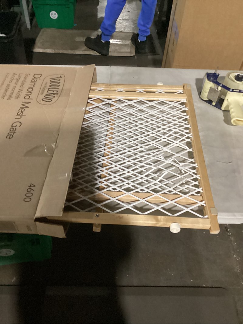 Condition photo showing Good Condition for toddleroo by north states - diamond mesh wooden baby gate: pressure mounted baby gate for doorways - adjustable 26.5 to 42 inches wide - 23 inches tall