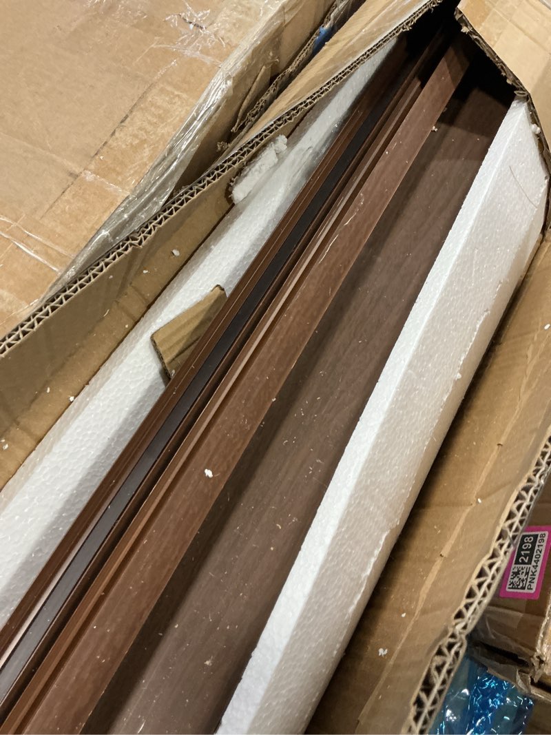 Condition photo showing As Is for Portable Walnut 32inx80in Accordion Doors Interior,PVC Accordion Folding Sliding Door,Compact Retractable Bifold Closet Doors for Doorway (Walnut,32in*80in) Walnut 32in*80in