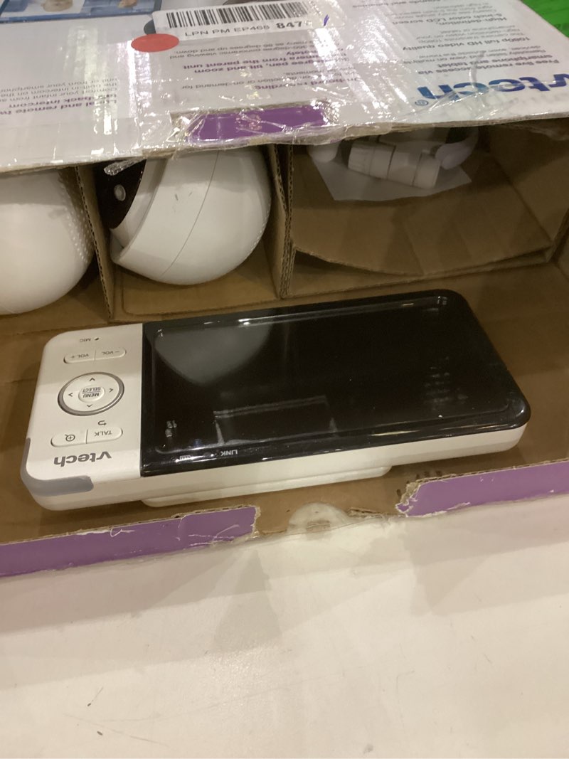 Condition photo showing As Is for VTech RM5764-2HD 1080p Smart WiFi Remote Access 2 Camera BabyMonitor, 360° Pan & Tilt, 5" 720p HD Display, Night Vision, Soothing Sounds, 2-Way Talk, Temperature & Motion Detection, iOS & Android 5" Screen Wifi 2 Cam